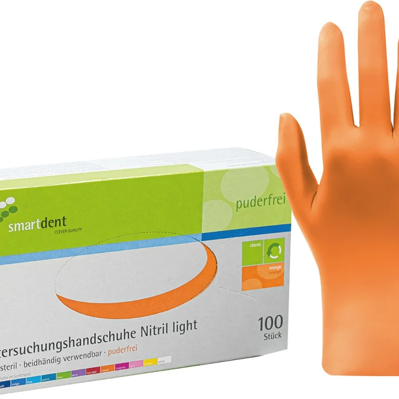 smart Nitrilhandschuhe light - Packung 100 Stück puderfrei, orange, M