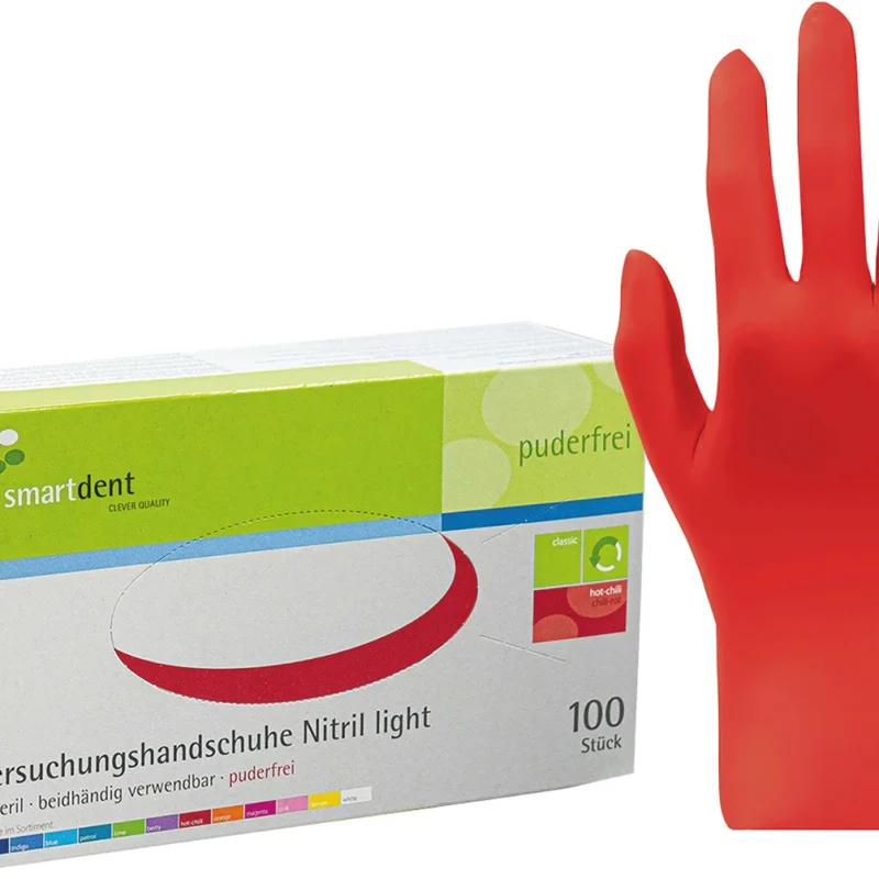 smart Nitrilhandschuhe light - Packung 100 Stück puderfrei, chili, S