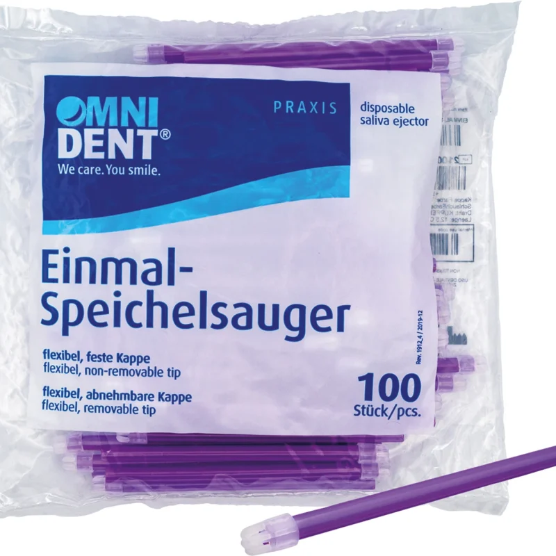 Omni Speichelsauger - Packung 100 Stück lose Kappe lila
