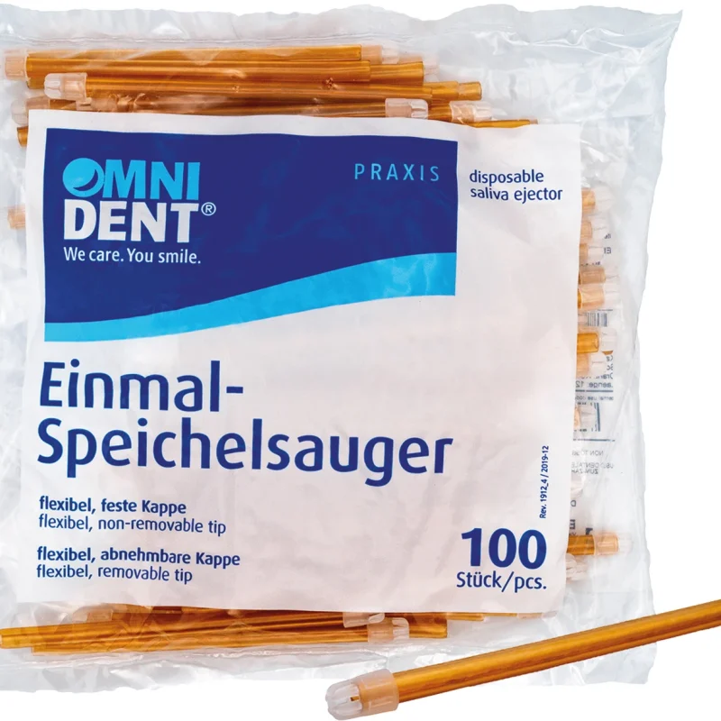 Omni Speichelsauger - Packung 100 Stück lose Kappe orange