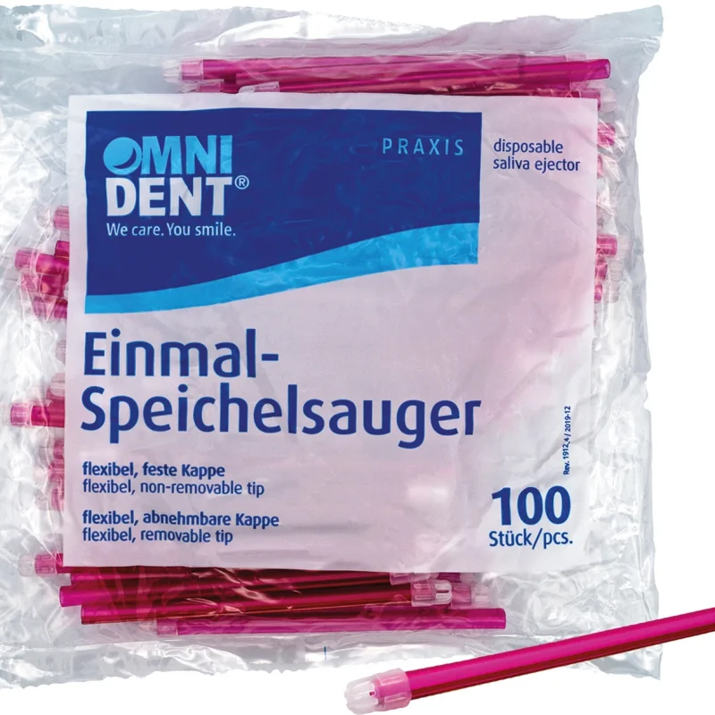 Omni Speichelsauger - Packung 100 Stück lose Kappe rot
