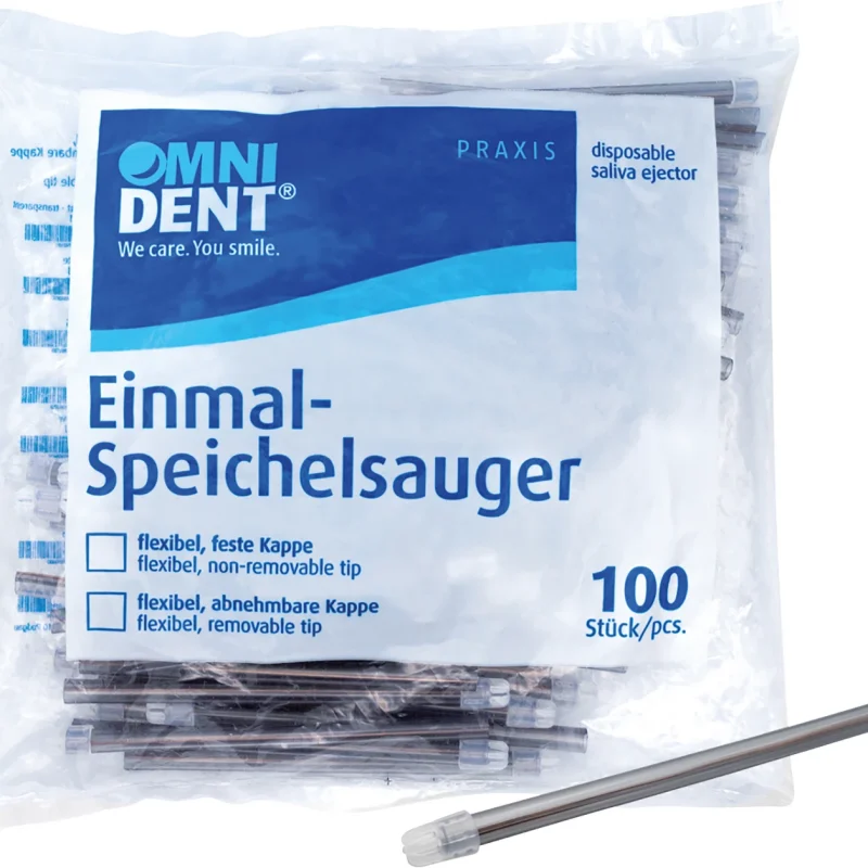 Omni Speichelsauger - Packung 100 Stück lose Kappe grau